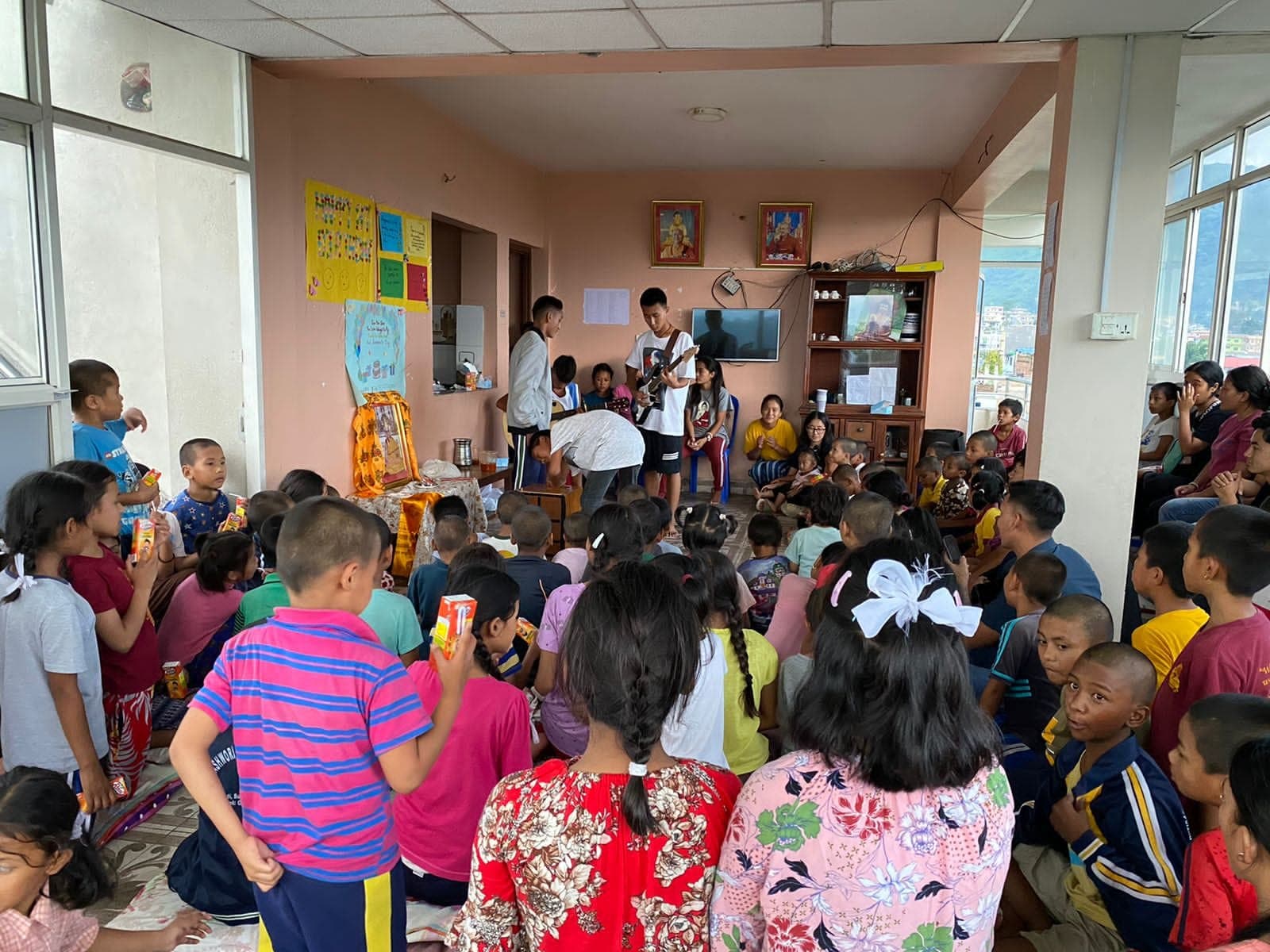 Celebrating festival with children